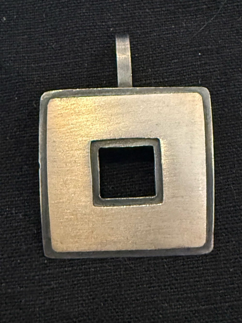 Modern Square Cutout Pendant in Brushed Silver